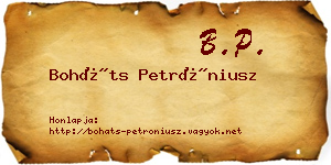 Boháts Petróniusz névjegykártya